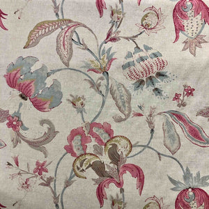 Acquitaine Koko Pink Red Floral Cotton LInen Blend Shop Zimman's Fabrics