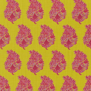 Lacefield Agra Chartreuse Cotton Linen Blend Yellow Pink Floral Shop Zimman's Fabric