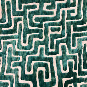 Leo Maze Emerald Velvet Cotton Blend Green Geometric Shop Zimman's Fabric