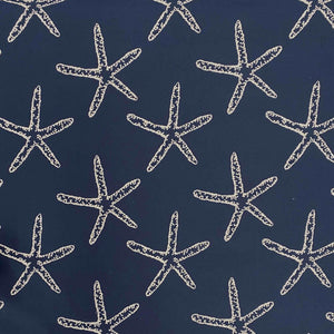 Open image in slideshow, Starfish Indigo Reversible Cotton Poly Blend Nautical Navy Blue Cream Shop Zimman&#39;s Fabric
