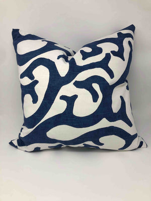 Blue Coral Vine Pillow 100 Percent Cotton by Shoreline Style Shop Zimman's Fabric