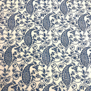 Mysore Paisley Wedgewood 100% Cotton Paisley Block Print Pattern Blue Shop Zimman's Fabric