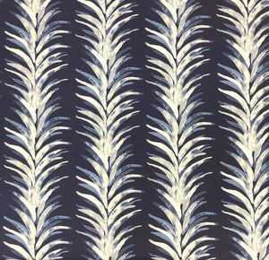 Palm Navy Floral Drapery Weight Cotton/Linen Digital Print Navy Taupe White Shop Zimman's Fabric