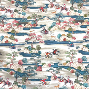 Tibet Grey 100% Cotton Red Grey Blue Asian Animals Shop Zimman's Fabric