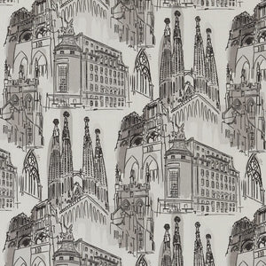 Lacefield Toile De Ville Charcoal Cotton Linen Blend Black and White Shop Zimman's Fabric