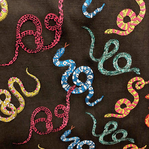 Toying with Trouble Cotton Linen Embroidery Animal Snake Multicolor Shop Zimman's Fabric