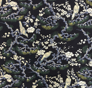 Trend 04235 Navy Linen Rayon Blend Asian Birds Black Floral Upholstery Weight Shop Zimman's Fabric