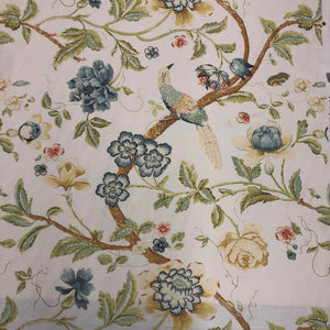 Acquitaine Water Garden Porcelain Cotton Linen Blend Floral Blue Green Birds by Covington Shop Zimman's Fabrics