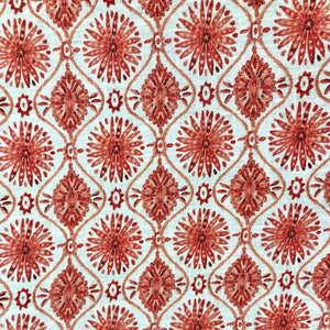 Wonder Struck Papaya Linen Rayon Blend Red Pink Geometric Embroidery Shop Zimman's Fabric